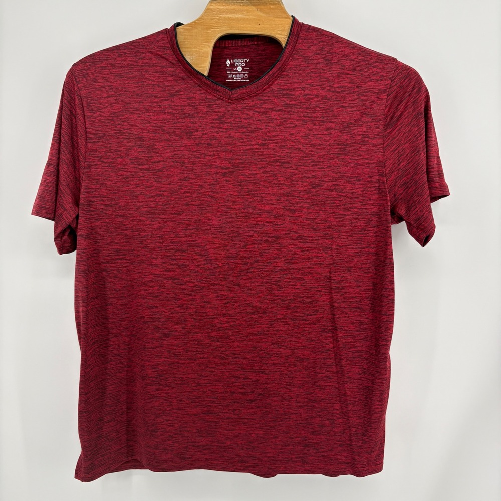 Liberty Pro Performance T-Shirt Mens XXL Red Excellent Heathered V-Neck Tee